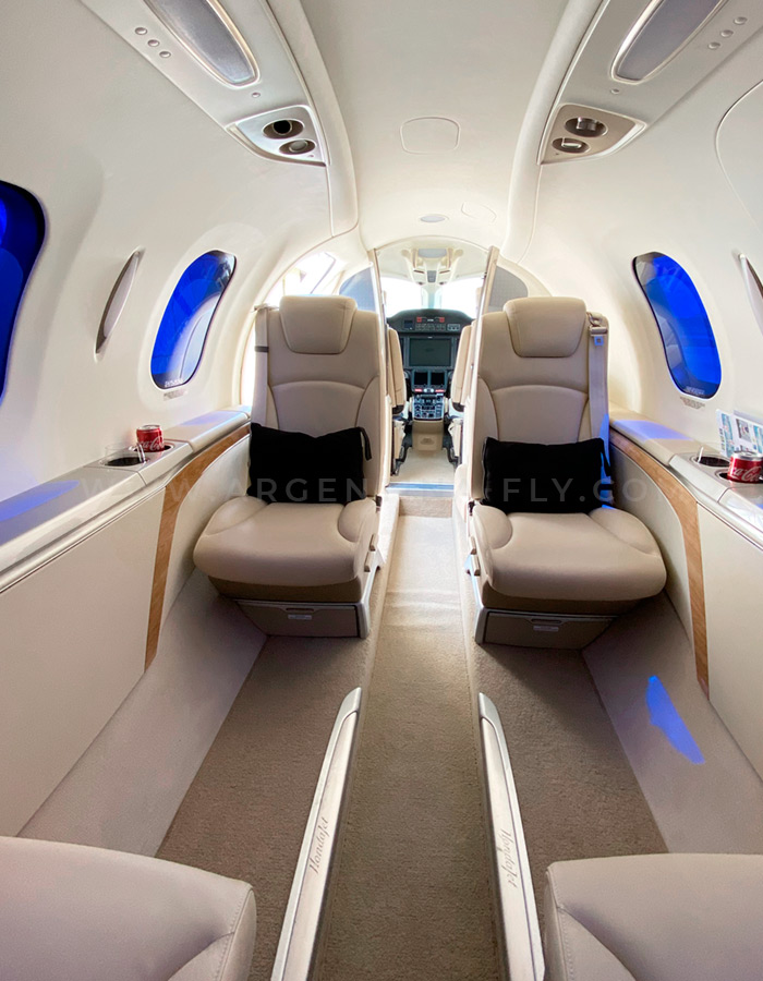 Executive interior Honda Jet bound for Punta del Este
